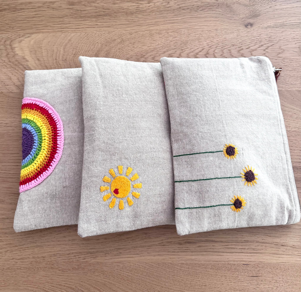Embroidered Pouch - Sunflower Bloom