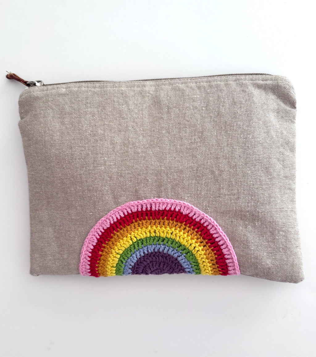 Embroidered Pouch - Rainbow Arc