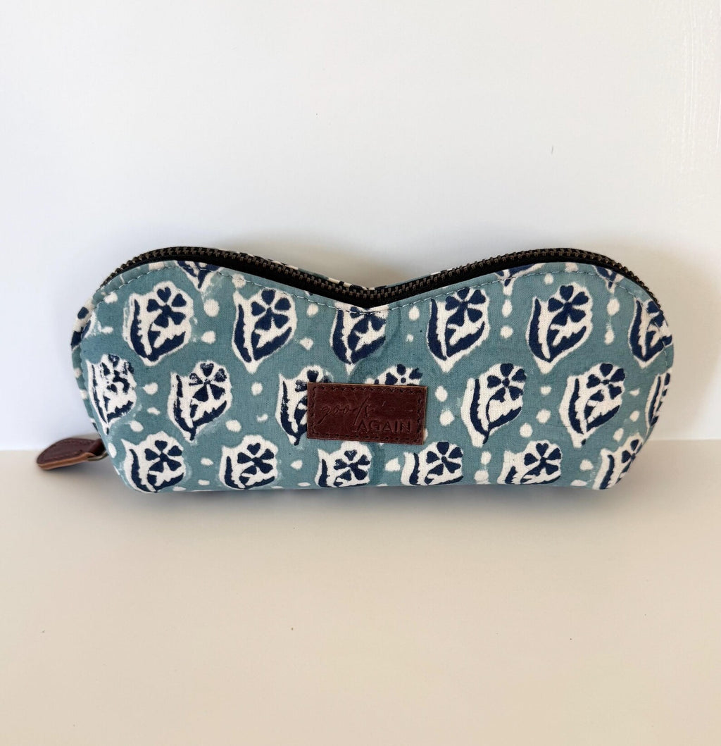 Zippered Glasses Case - Blue Florals