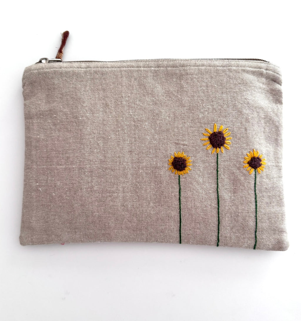 Embroidered Pouch - Sunflower Bloom