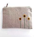 Embroidered Pouch - Sunflower Bloom