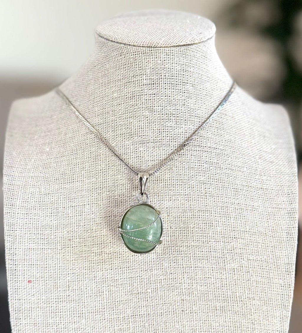 Seafoam Green pendant with Silver Wrap Setting