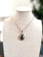 Load image into Gallery viewer, Deep Green Gemstone Oval Pendant
