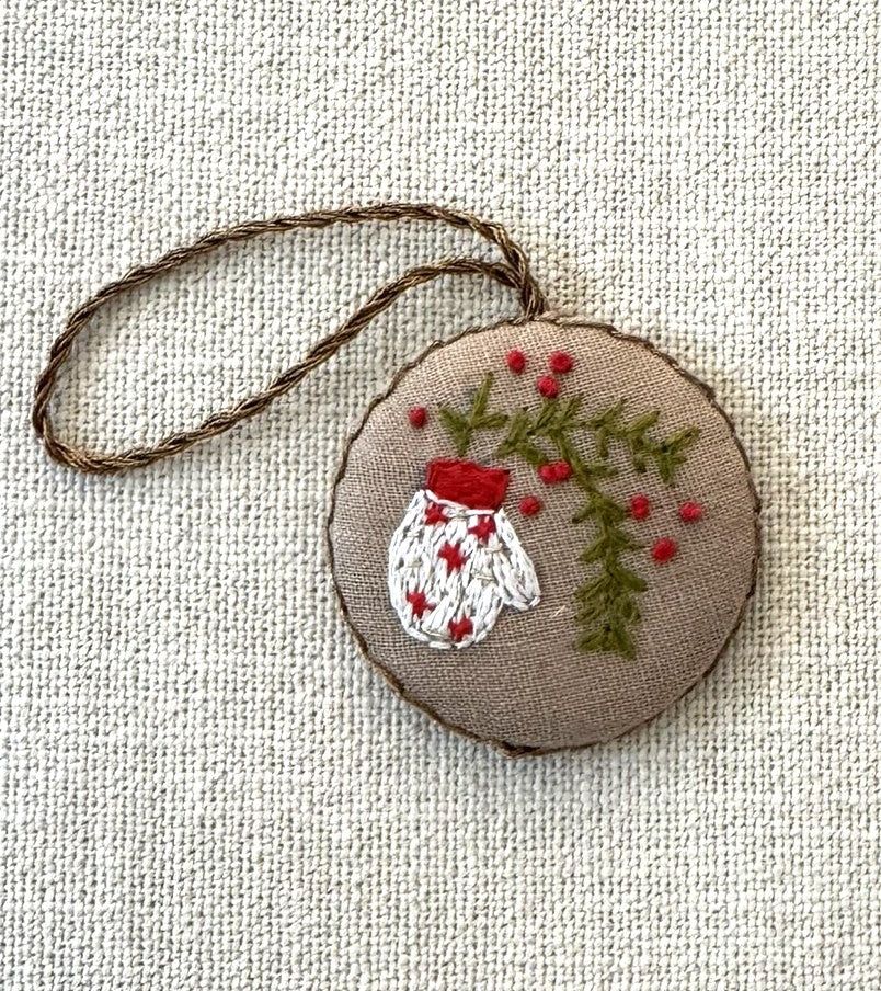 Mitten and Holly Ornament