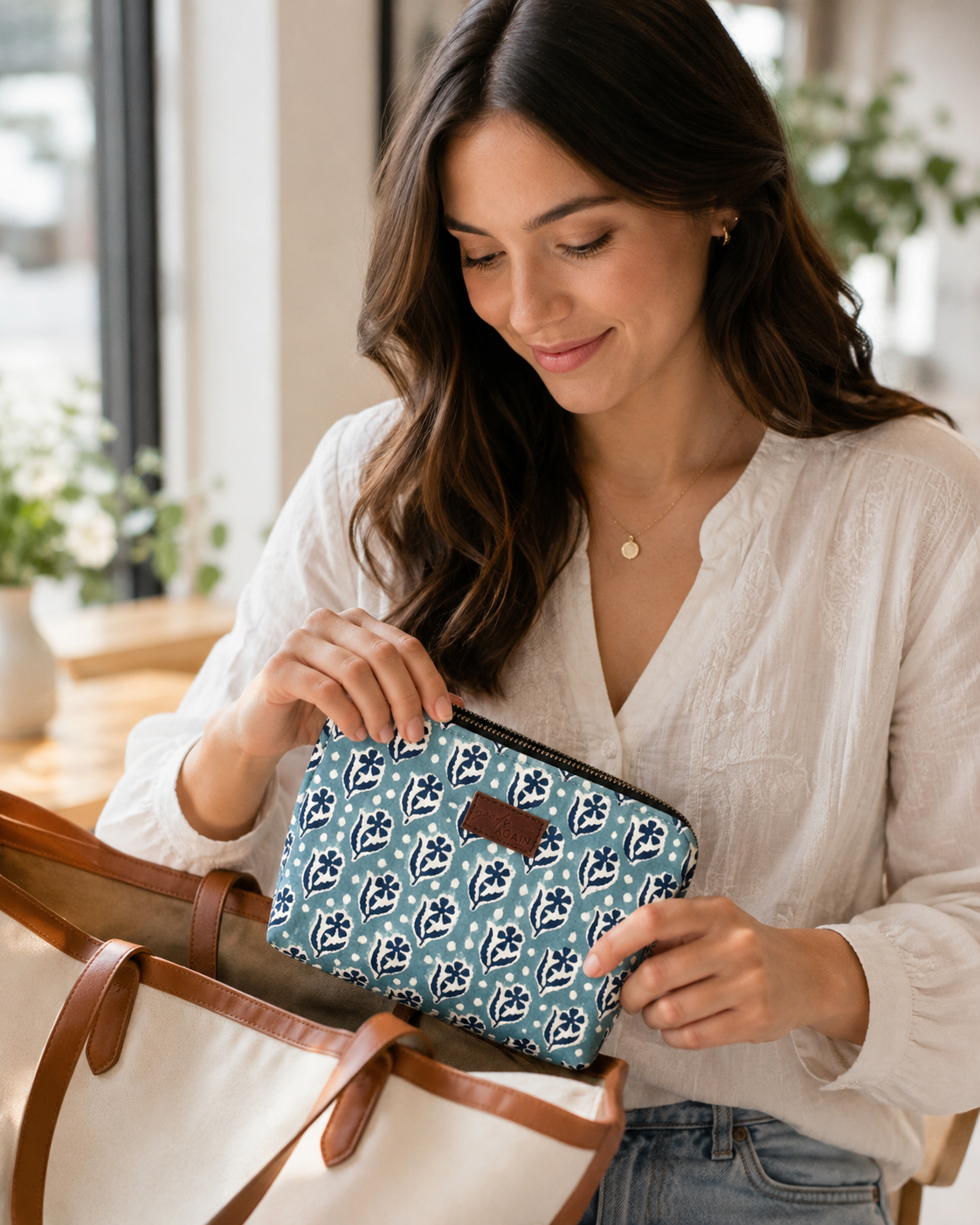 The Everyday Pouch - Blue Florals