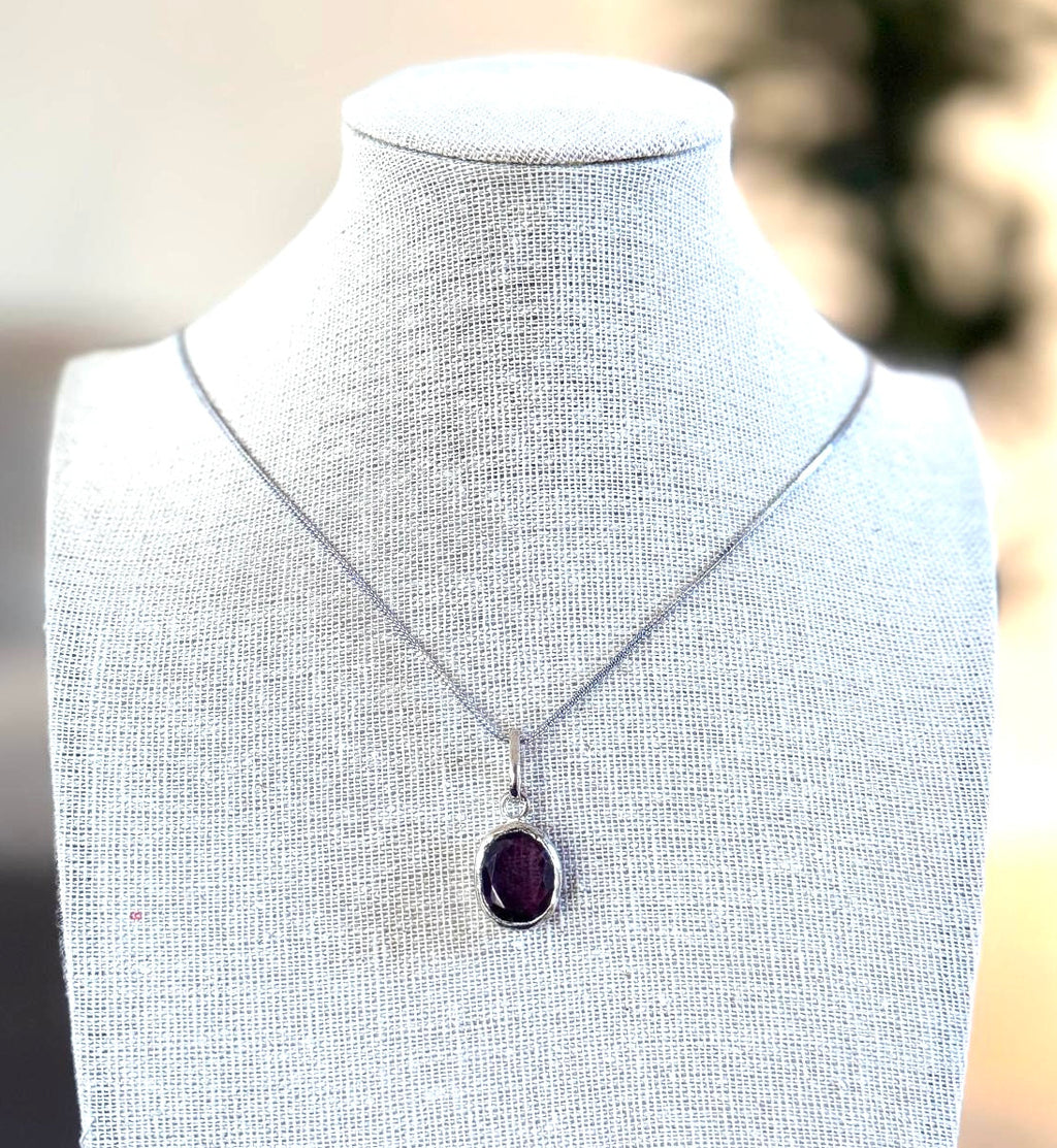Deep Purple Amethyst pendant Silver