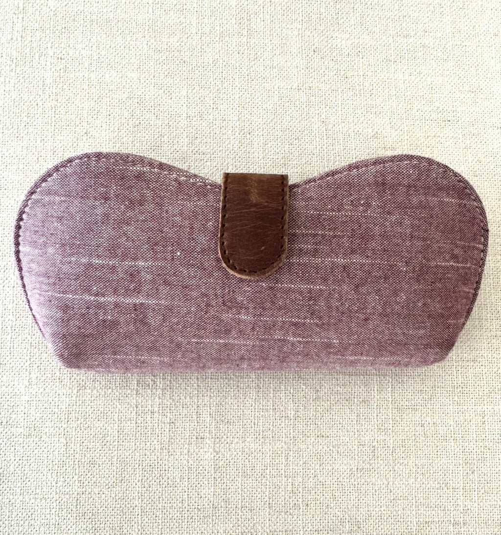 Pink linen glasses case