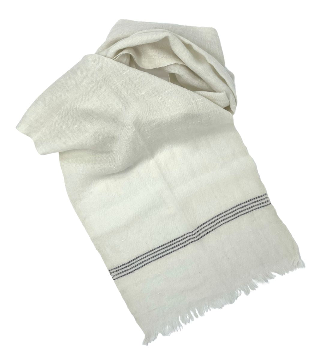 The Upcycled Chic scarf- Ivory with Border