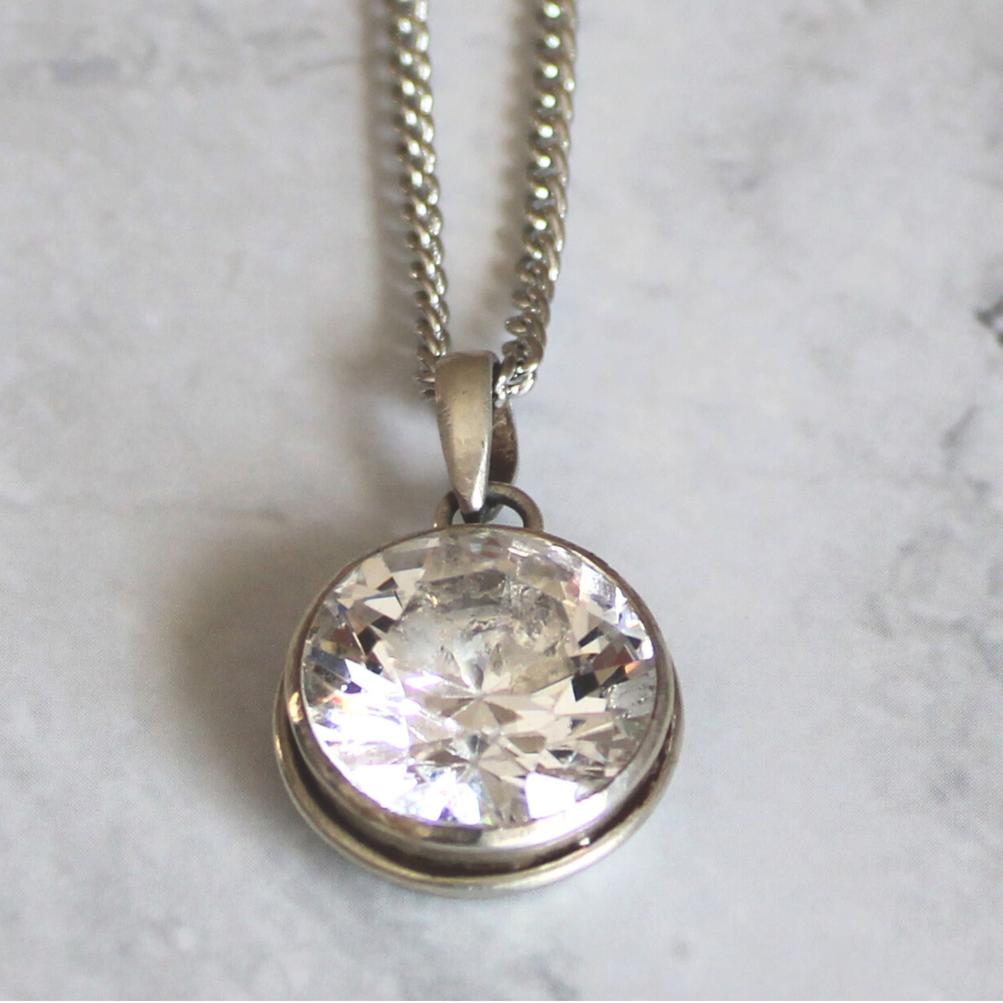 Cubic Zirconia Round Large Pendant