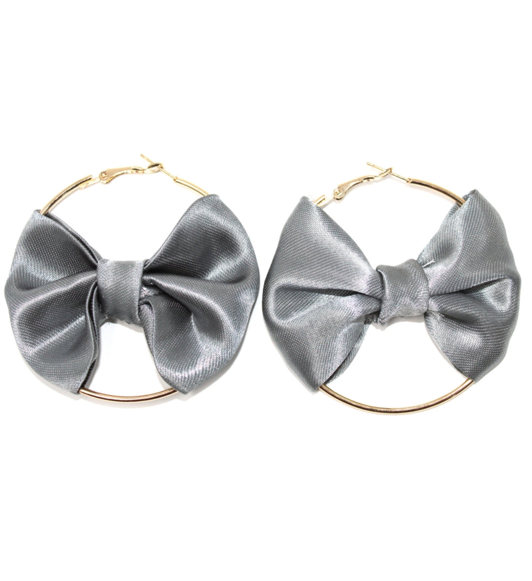 Bow Hoops Earrings - Satin