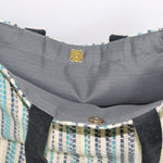 Load image into Gallery viewer, Upholstery Tote -Teal stripes

