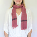 Upcycled Chic scarf- Pink Rose with navy border