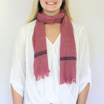 Load image into Gallery viewer, Upcycled Chic scarf- Pink Rose with navy border
