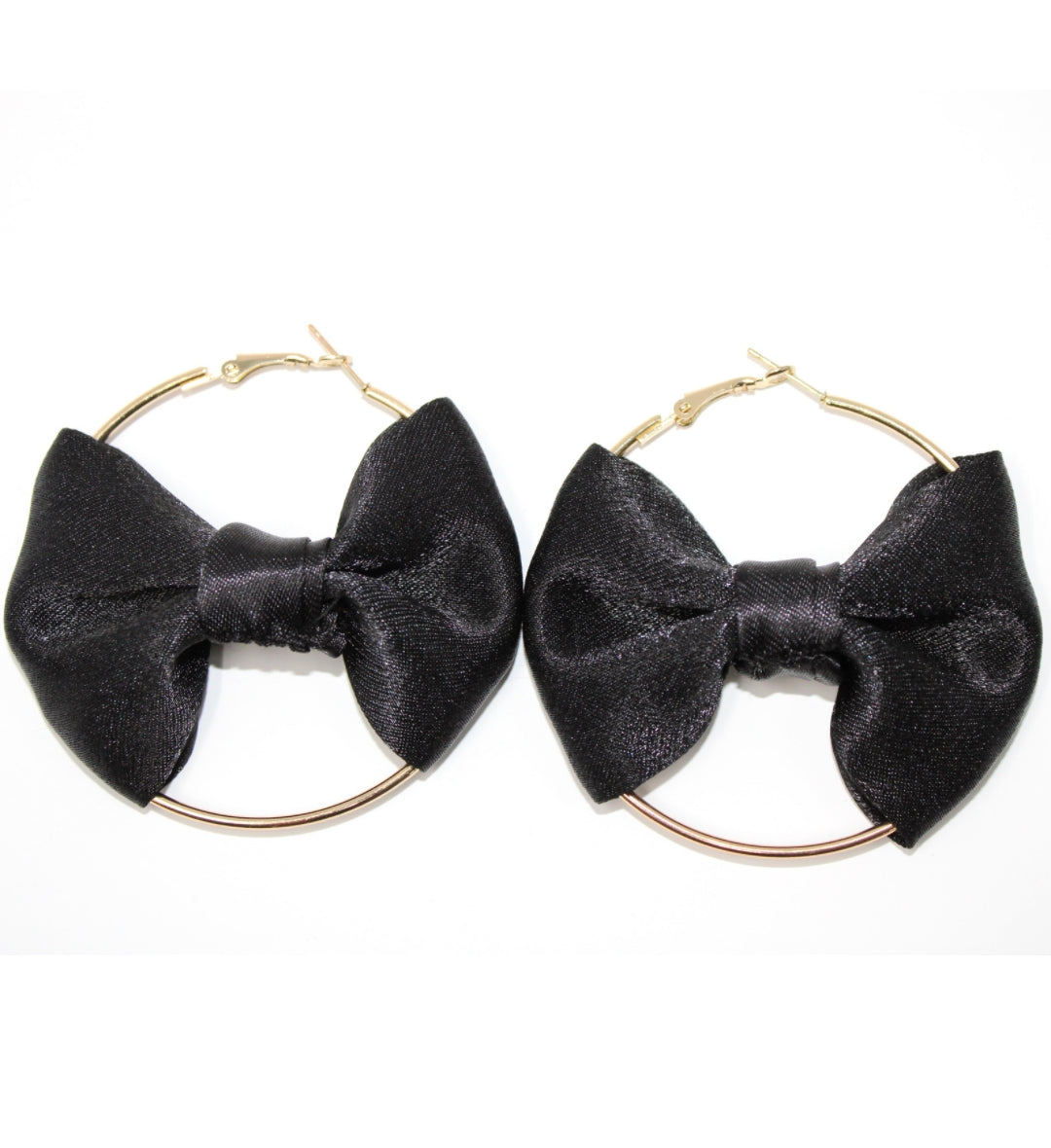 Bow Hoops Earrings - Satin