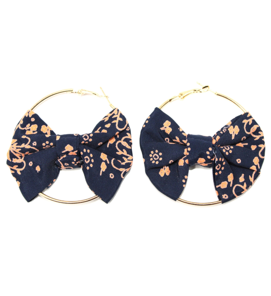 Bow Hoops Earrings - Floral