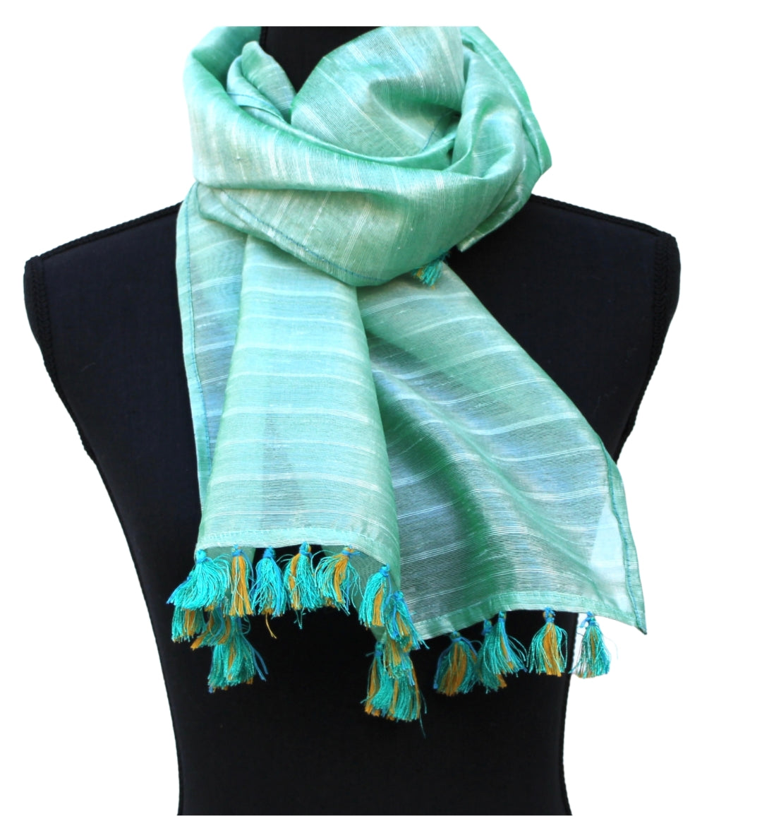 The Upcycled Silk Scarf - Textured Sea Green